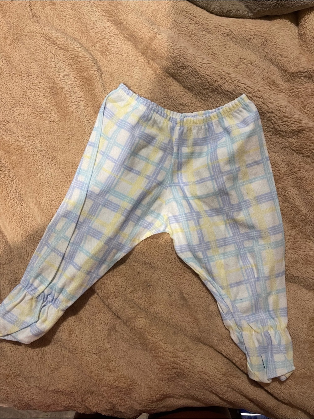 Vintage Kids Plaid Pajama Bottoms - Light Blue & Pale Yellow